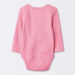 Cloud Island™ 13 Baby Girls' 3pk Long Sleeve Waffle Bodysuit - Cloud Island™ Pink